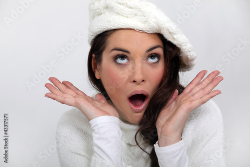 Photo: a woman very surprised a woman very surprised