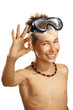 boy diving mask