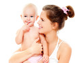 Young mother hugging baby