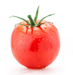 Tomato with drops of water, isolated on white background