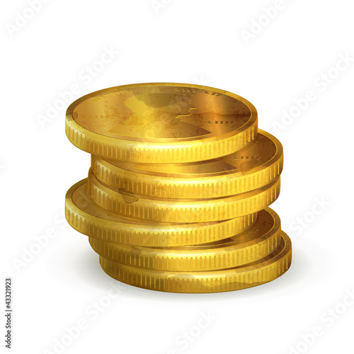 Vector: Stacks of gold coins, old-style isolated Stacks of gold coins, old-style isolated