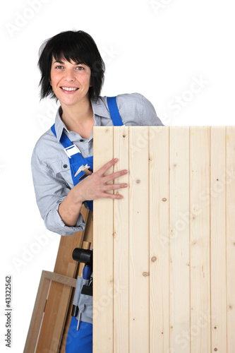 Photo: female woodworker posing female woodworker posing