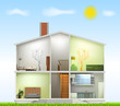 Cut in house interiors. Vector