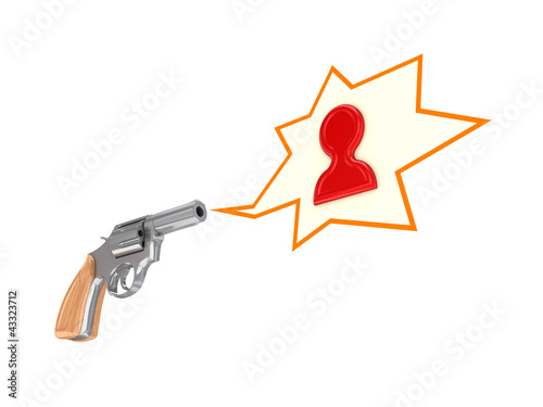 Illustration: Revolver and contacts icon. Revolver and contacts icon.