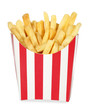 Photo: French fries potatoes in red and white stripes box French fries potatoes in red and white stripes box