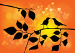 Love Birds on a Tree with Sunset in background - Vector