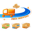 vector illustration of free shipping trolley with carton box