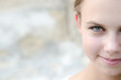 Portrait of half face beautiful young woman.Outdoor.
