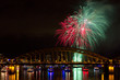 Firework in green and red colors