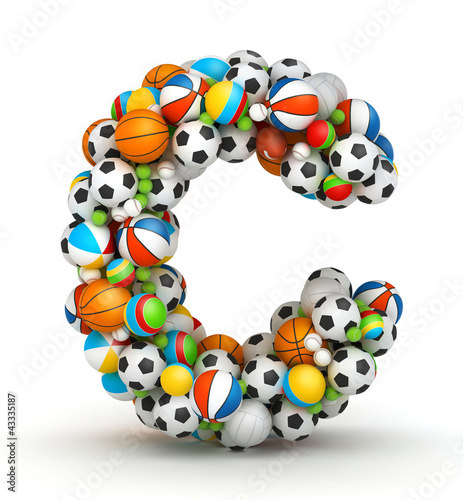 Illustration: Letter C, gaming balls alphabet Letter C, gaming balls alphabet