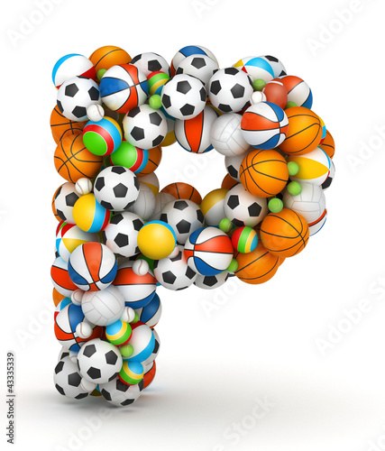 Illustration: Letter P, gaming balls alphabet Letter P, gaming balls alphabet