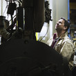 Caucasian worker working in factory