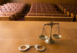 Decorative Scales of Justice and handcuffs