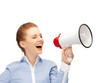 happy woman with megaphone
