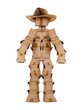 Single box man cowboy character on white