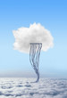 Cloud connected to cables in sky