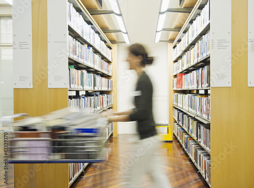 Photo: Hispanic woman working in library Hispanic woman working in library