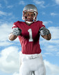 Black football player pointing