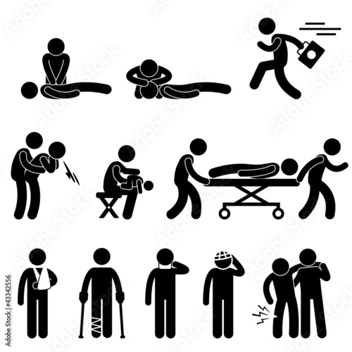 Vector: First Aid Rescue Emergency Help CPR Medic Saving Life Pictogram First Aid Rescue Emergency Help CPR Medic Saving Life Pictogram