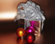 Festive Christmas gift with colored ornaments