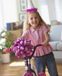 Caucasian girl with new bicycle