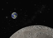 Earth and moon in space