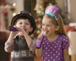 Boy and girl celebrating New Year's Eve