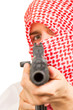 Arab adult with a machine gun, terrorist