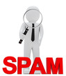 businessman magnifying glass spam