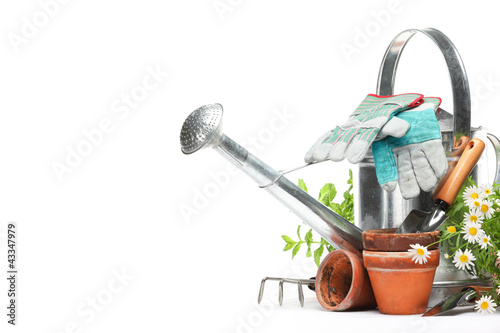 Foto: Gardening tools and flowers Gardening tools and flowers