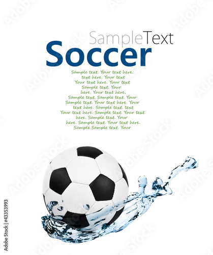 Photo: soccer ball in a water soccer ball in a water