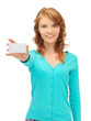 attractive student with business card