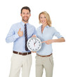 dynamisches Team mit Uhr
