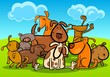 Cartoon Group of Cute Dogs