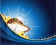 Abstract casino background with roulette and playing cards
