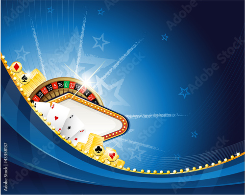 Vektor: Abstract casino background with roulette and playing cards Abstract casino background with roulette and playing cards