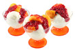 Ice Cream Peach Melba with raspberry