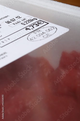 Photo: Food label with euro price and peremption date Food label with euro price and peremption date
