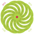 Vector: 2013 calendar round shaped pinwheel green on white background 2013 calendar round shaped pinwheel green on white background