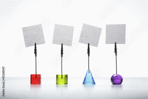 Photo: Blank cards on place card holders Blank cards on place card holders