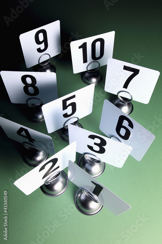 Photo: Number cards on place card holders Number cards on place card holders