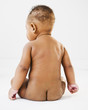 Nude Black baby sitting on floor