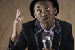 Mixed race teenager singing