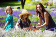 Mother and Daughter in Lavender Field