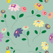Elegant seamless from colorful flowers illustration on blue back