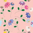 Romantic seamless from colorful flowers illustration on pink bac