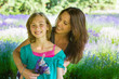 Mother and Daughter in Lavender Field