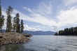 Blue sky over remote, tranquil lake