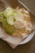 Breaded green tomatoes prepared for frying