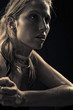 Serious Caucasian woman